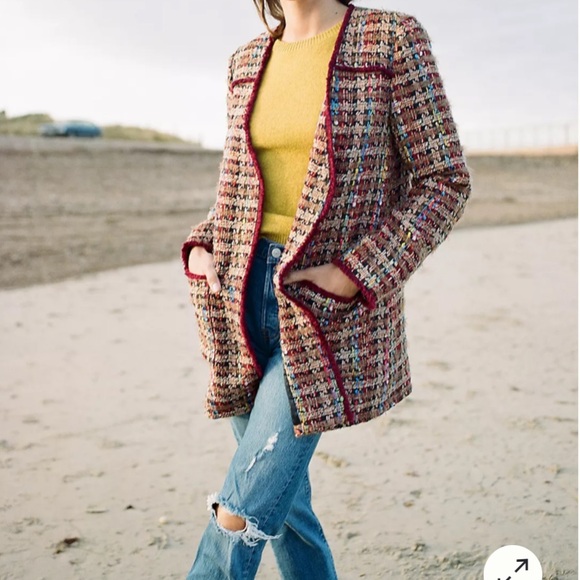 Anthropologie Harlequin Tweed Blazer Jacket Size M Multicolor Oversized - Picture 5 of 8